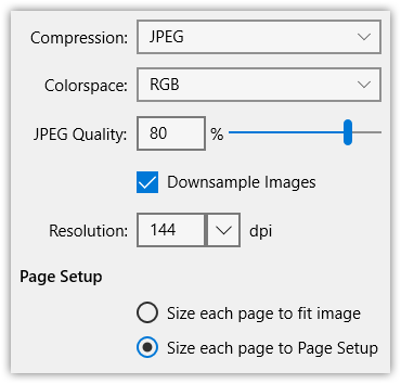 Image to PDF - Advance image export options for optimized PDF size and quality