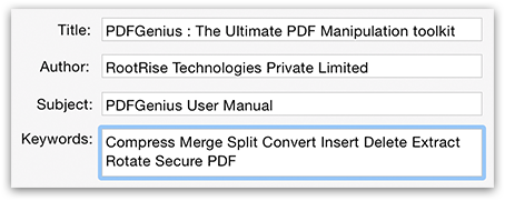 PDFGenius - Modify Title, Author, Subject and Keywords of PDF document
