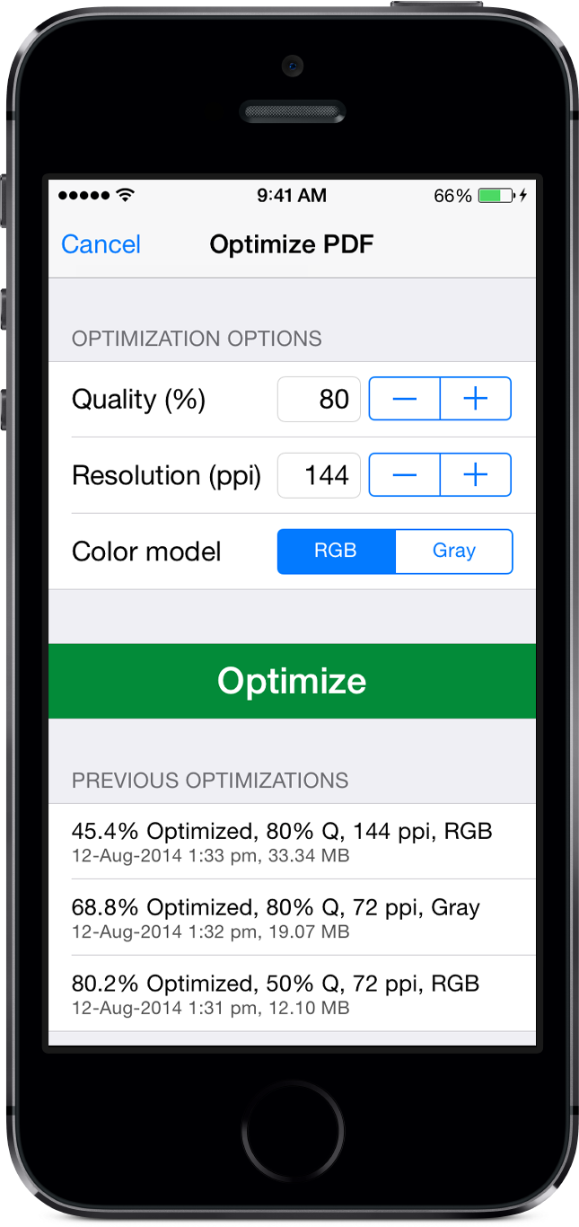 PDFOptim - Optimization Options