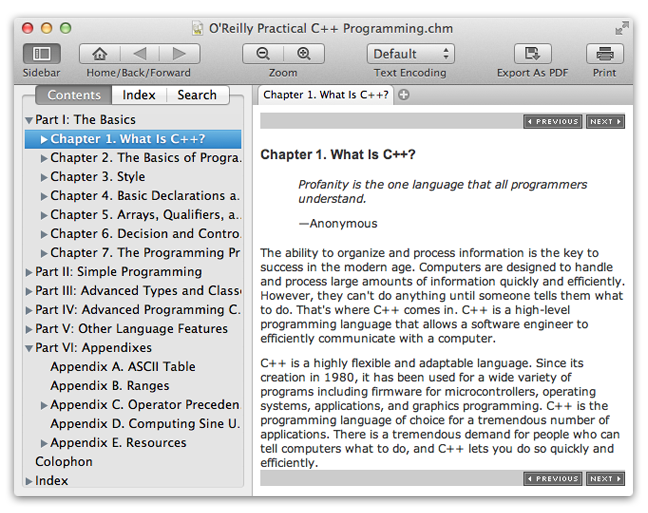 Read CHM+ - CHM file reader for mac and export CHM to PDF