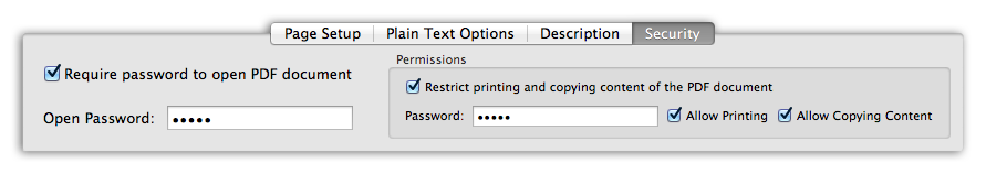 Text to PDF - Encrypt PDF document using security options