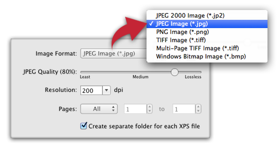XPSView - XPS to image conversion and raster image extraction from XPS documents  settings